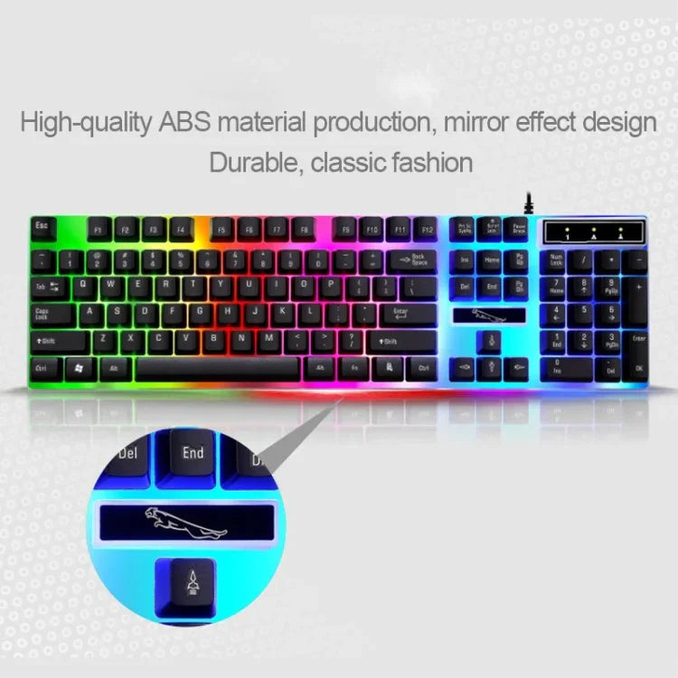 Bộ bàn phím và chuột quang có dây chuyên nghiệp ZGB G21 1600 DPI cảm giác cơ phát sáng nhiều màu treo cho laptop, PC
