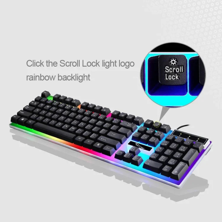Bộ bàn phím và chuột quang có dây chuyên nghiệp ZGB G21 1600 DPI cảm giác cơ phát sáng nhiều màu treo cho laptop, PC