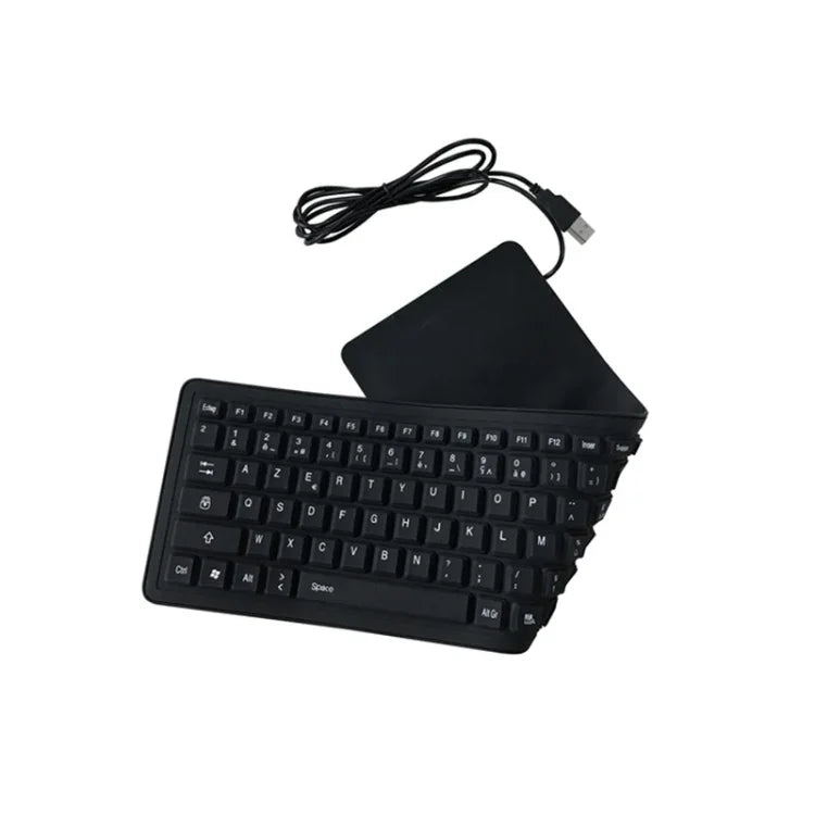 Bàn phím USB có dây chống nước 103 phím tiếng Pháp bằng silicone cho máy tính để bàn và laptop, Dài cáp: 1.5m