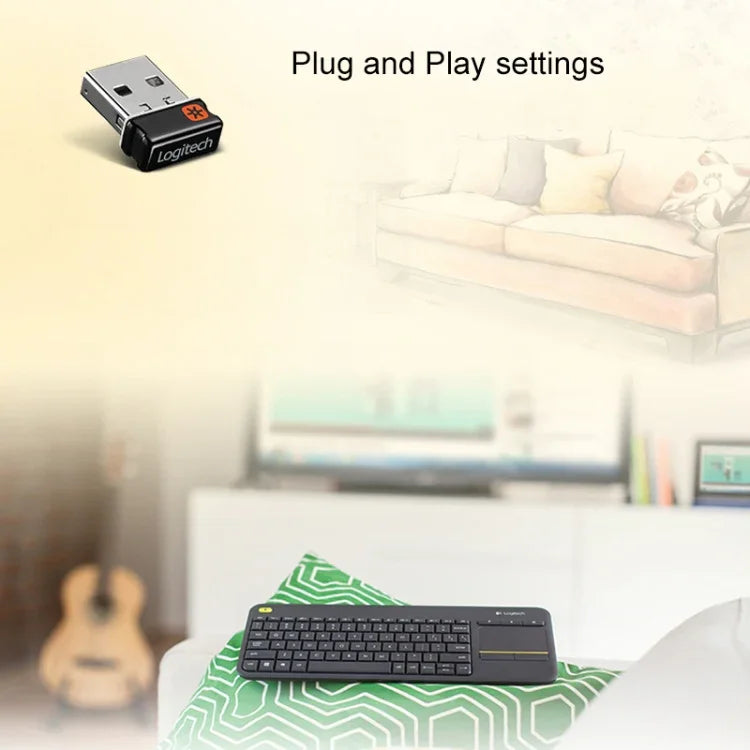 Bàn phím điều khiển cảm ứng không dây Logitech K400 Plus 2.4GHz, phạm vi không dây: 10m, Logitech K400 Plus