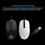 Chuột chơi game quang có dây Logitech G102 6 phím RGB phát sáng 6000DPI điều chỉnh 5 tốc độ, chiều dài: 2m, G102, G102 (Trắng)