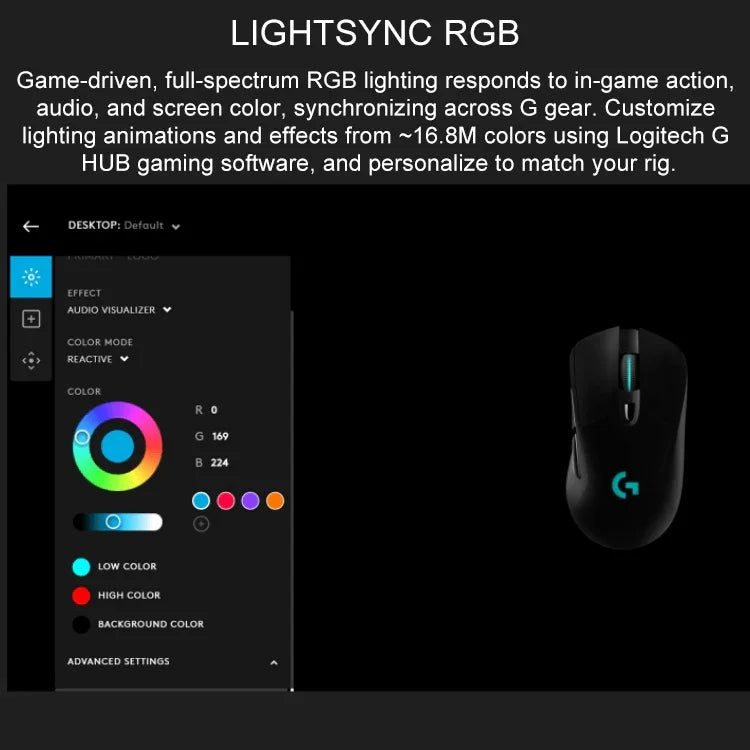 Chuột chơi game quang không dây Logitech G703 LIGHTSPEED 16000 DPI 6 nút lập trình cảm biến HERO 16K đèn nền RGB