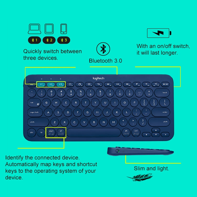 Bàn phím Bluetooth không dây đa thiết bị di động Logitech K380, K380