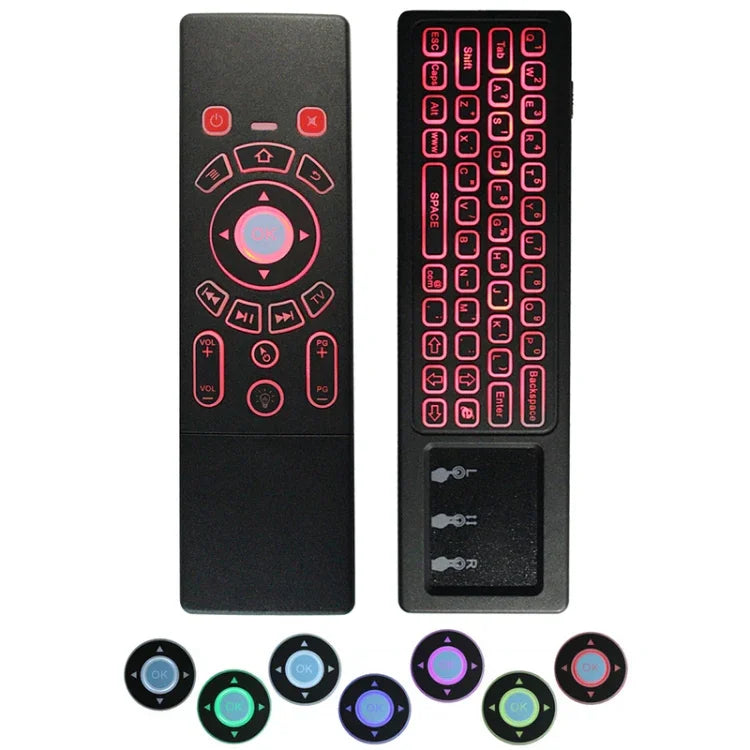 T6 Phiên bản đèn màu Chuột không dây Air Mouse 2.4GHz, điều khiển từ xa có touchpad & học IR cho PC, Android TV Box / Smart TV, thiết bị đa phương tiện, T6