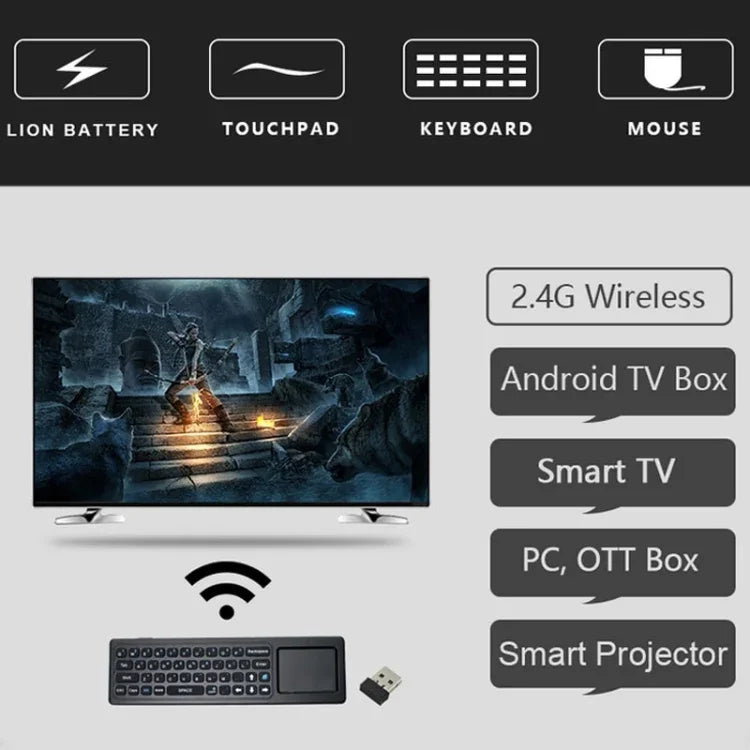 T6 Phiên bản đèn màu Chuột không dây Air Mouse 2.4GHz, điều khiển từ xa có touchpad & học IR cho PC, Android TV Box / Smart TV, thiết bị đa phương tiện, T6