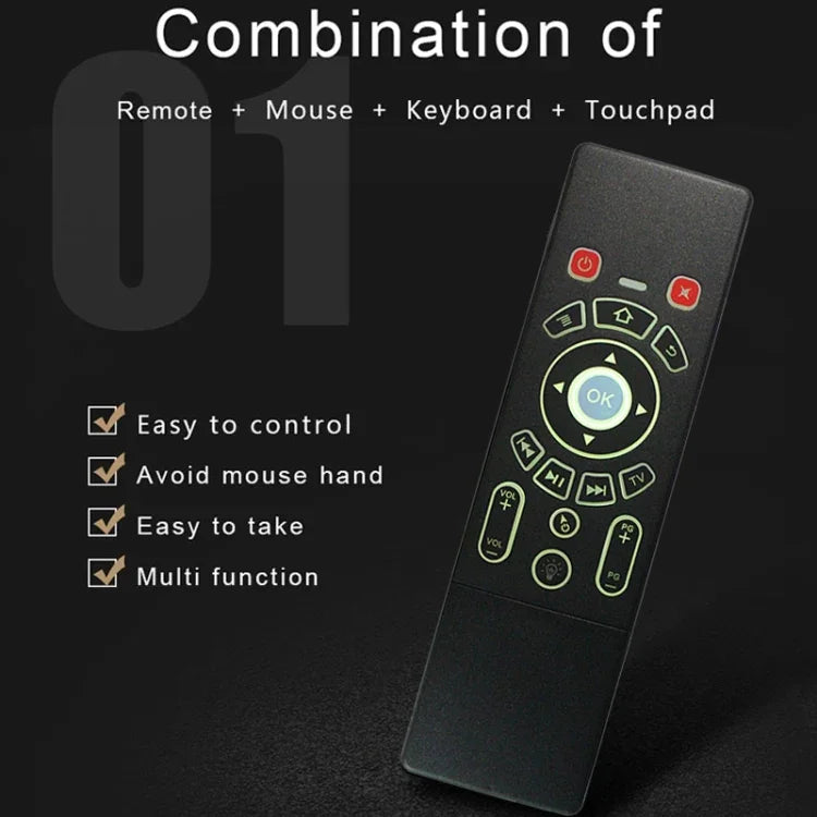 T6 Phiên bản đèn màu Chuột không dây Air Mouse 2.4GHz, điều khiển từ xa có touchpad & học IR cho PC, Android TV Box / Smart TV, thiết bị đa phương tiện, T6