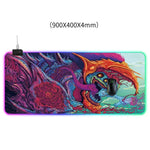 Bàn di chuột có đèn họa tiết quái vật máy tính, Kích thước: 90 x 40 x 0,4cm, 90 x 40 x 0,4cm