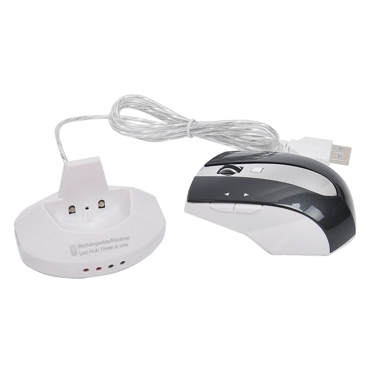 Chuột quang không dây sạc lại MZ-011 2.4GHz 1600DPI có chức năng HUB, Màu đen, Đen bạc, Trắng + Xanh hoàng gia, Trắng ngọc trai, Xanh, Bạc