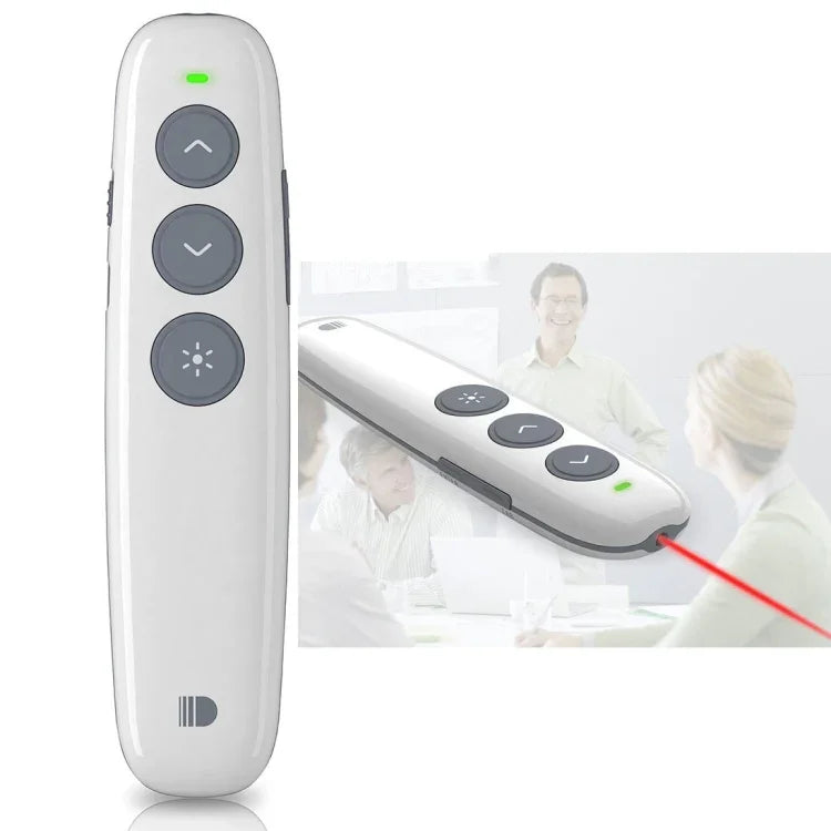 Doosl DSIT007 Bút điều khiển từ xa không dây sạc lại trình chiếu Powerpoint 2.4GHz, Khoảng cách điều khiển: 10m (Trắng), DSIT007