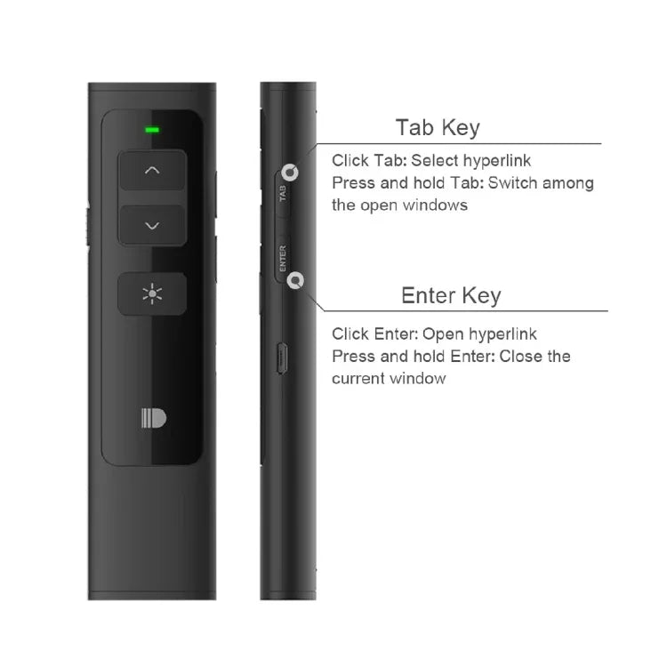 Doosl DSIT013 Điều khiển từ xa trình chiếu PowerPoint sạc lại 2.4GHz Đa chức năng với con trỏ laser cho PowerPoint / Keynote / Prezi, Khoảng cách điều khiển: 100m