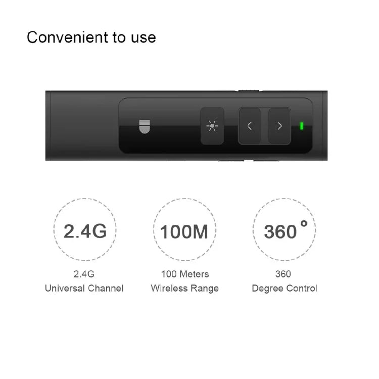 Doosl DSIT013 Điều khiển từ xa trình chiếu PowerPoint sạc lại 2.4GHz Đa chức năng với con trỏ laser cho PowerPoint / Keynote / Prezi, Khoảng cách điều khiển: 100m
