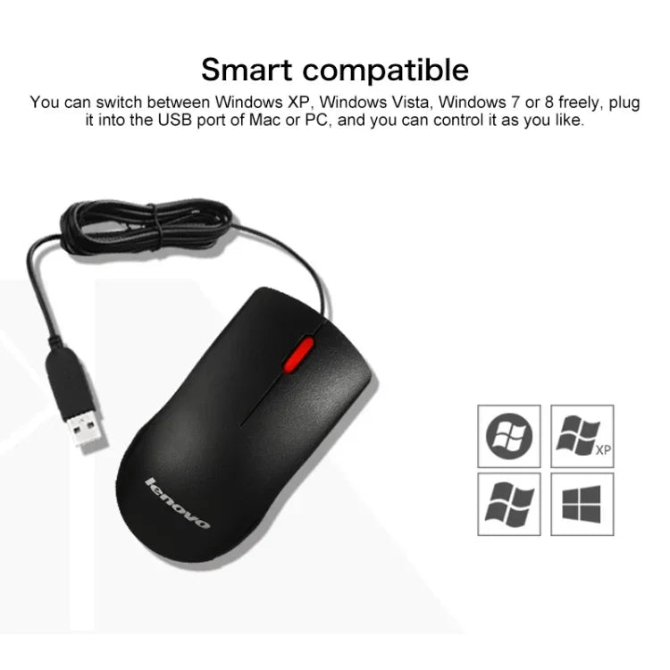 Chuột có dây văn phòng thời trang Lenovo M120 Pro chấm đỏ, Chuột có dây M120 Pro
