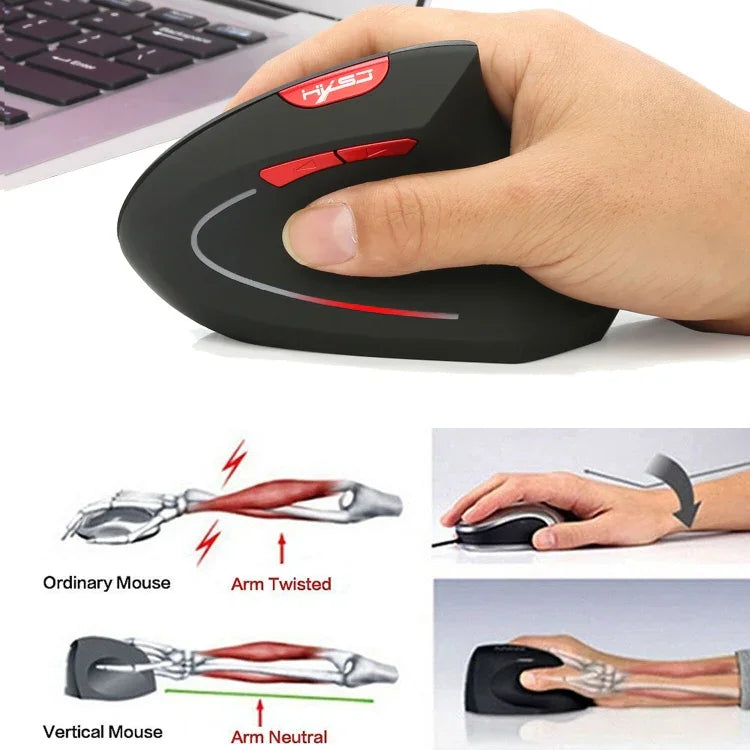 Chuột quang dọc Bluetooth 3.0 không dây HXSJ T29 6 phím 2400 DPI điều chỉnh công thái học, 6 nút T29 màu xám