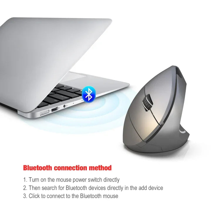Chuột quang dọc Bluetooth 3.0 không dây HXSJ T29 6 phím 2400 DPI điều chỉnh công thái học, 6 nút T29 màu xám