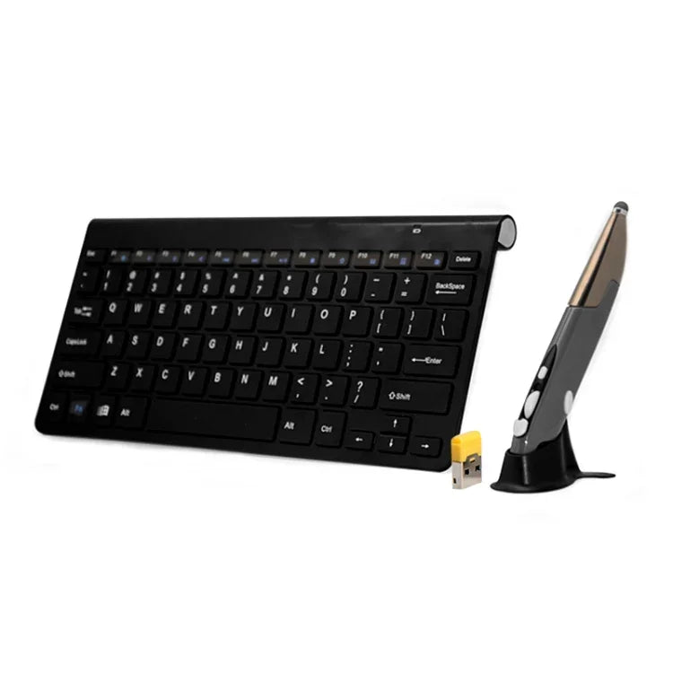 Bộ bàn phím đa phương tiện không dây 2.4GHz KM-909 + chuột bút quang không dây có đầu thu USB cho máy tính PC Laptop, giao màu chuột bút ngẫu nhiên, Bàn phím KM-909 + Chuột bút (Trắng), Bàn phím KM-909 + Chuột bút (Đen)