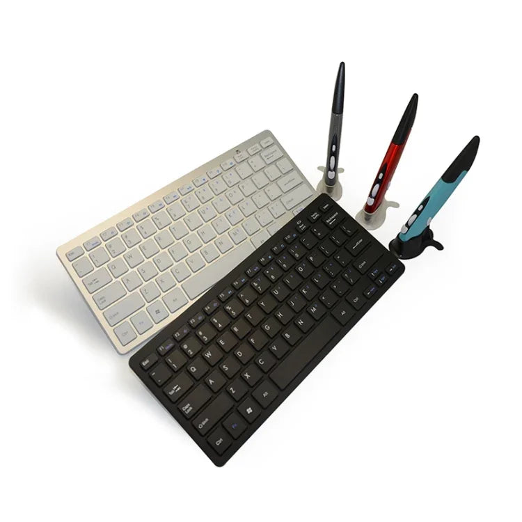Bộ bàn phím đa phương tiện không dây 2.4GHz KM-808 + chuột bút quang không dây có đầu thu USB cho máy tính PC Laptop, giao màu chuột bút ngẫu nhiên, Bàn phím KM-808 + Chuột bút (Trắng), Bàn phím KM-808 + Chuột bút (Đen)