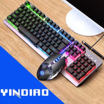 Bộ bàn phím RGB có đèn nền cảm giác cơ có dây USB YINDIAO K002 + chuột quang im lặng, Đèn nền RGB / Im lặng / Đen, Đèn nền RGB / Trắng