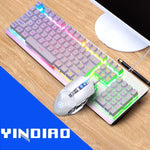 Bộ bàn phím RGB có đèn nền cảm giác cơ có dây USB YINDIAO K002 + chuột quang im lặng, Đèn nền RGB / Im lặng / Đen, Đèn nền RGB / Trắng