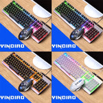 Bộ bàn phím RGB có đèn nền cảm giác cơ có dây USB YINDIAO K002 + chuột quang im lặng, Đèn nền RGB / Im lặng / Đen, Đèn nền RGB / Trắng