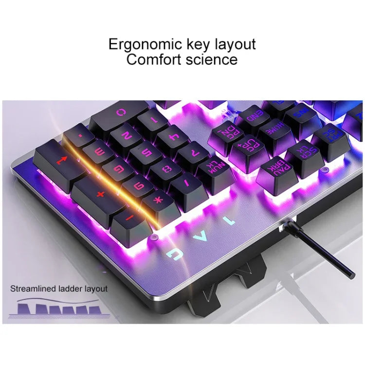 Bộ bàn phím RGB có đèn nền cảm giác cơ có dây USB YINDIAO K002 + chuột quang im lặng, Đèn nền RGB / Im lặng / Đen, Đèn nền RGB / Trắng