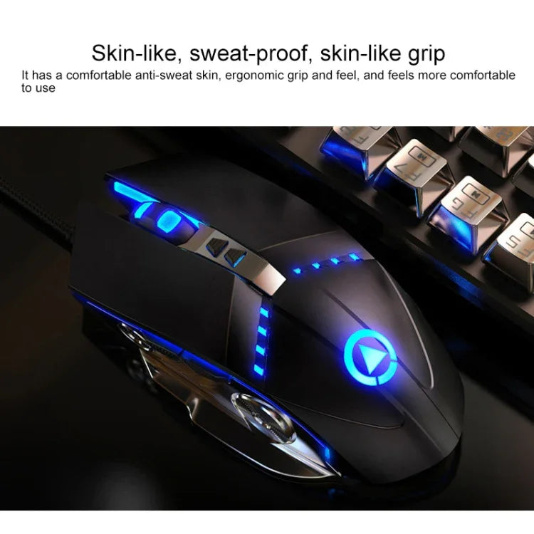 Bộ bàn phím RGB có đèn nền cảm giác cơ có dây USB YINDIAO K002 + chuột quang im lặng, Đèn nền RGB / Im lặng / Đen, Đèn nền RGB / Trắng