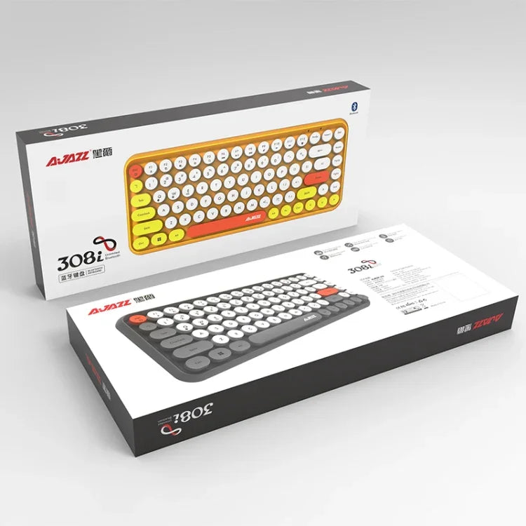 Bàn phím Bluetooth 84 phím Ajazz 308I cho máy tính bảng, điện thoại di động, gia đình, văn phòng, màu vàng