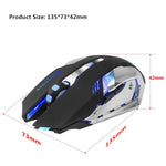 Chuột chơi game quang không dây sạc lại HXSJ M10 2.4GHz 6 phím với đèn màu sắc 2400DPI công thái học cho máy tính để bàn, M10
