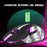 Chuột chơi game quang không dây sạc lại HXSJ M10 2.4GHz 6 phím với đèn màu sắc 2400DPI công thái học cho máy tính để bàn, M10