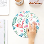 Miếng lót chuột hình tròn họa tiết chim hồng hạc in, Đường kính: 22cm, Chim hồng hạc in
