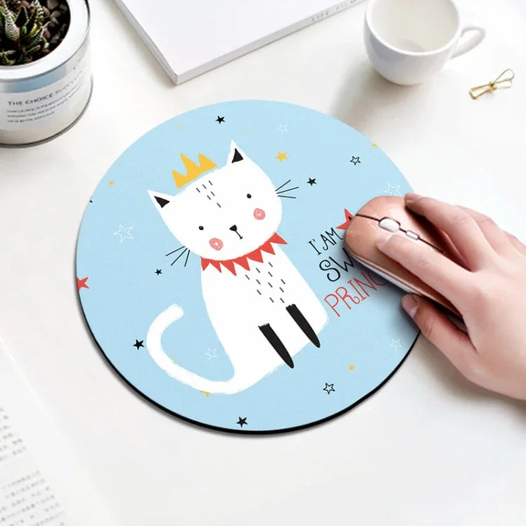 Miếng lót chuột hình tròn họa tiết mèo công chúa, Đường kính: 22cm, Mèo công chúa
