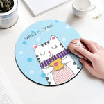Miếng lót chuột hình tròn họa tiết mèo cà phê, Đường kính: 22cm, Mèo cà phê
