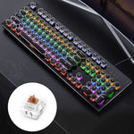 Bàn phím chơi game có dây USB cơ học YINDIAO mạ điện phong cách punk pha trộn ánh sáng, Switch trà, Phong cách punk mạ điện, Switch trà (Đen)
