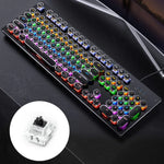 Bàn phím chơi game có dây USB cơ học YINDIAO mạ điện phong cách punk pha trộn ánh sáng, Switch đen, Phong cách punk mạ điện, Switch đen (Đen)