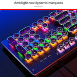 Bàn phím chơi game có dây USB cơ học YINDIAO mạ điện phong cách punk pha trộn ánh sáng, Switch đen, Phong cách punk mạ điện, Switch đen (Đen)