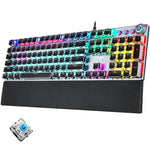 Bàn phím chơi game có dây USB cơ học AULA F2088 108 phím pha trộn ánh sáng phong cách punk mạ điện với nút kim loại, Switch xanh bạc