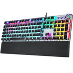 Bàn phím chơi game có dây USB cơ học AULA F2088 108 phím pha trộn ánh sáng phong cách punk mạ điện với nút kim loại, Switch xanh bạc