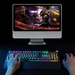 Bàn phím chơi game có dây USB cơ học AULA F2088 108 phím pha trộn ánh sáng phong cách punk mạ điện với nút kim loại, Switch xanh bạc