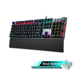 Bàn phím chơi game có dây USB cơ học AULA F2088 108 phím pha trộn ánh sáng với switch xanh, Nút kim loại, Switch xanh đen
