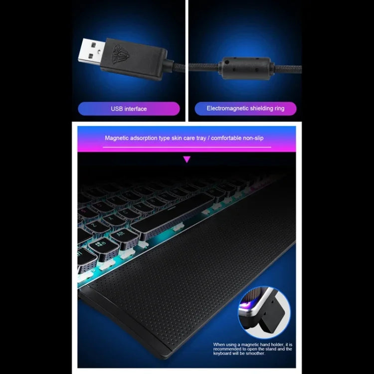 Bàn phím chơi game có dây USB cơ học AULA F2088 108 phím pha trộn ánh sáng với switch xanh, Nút kim loại, Switch xanh đen
