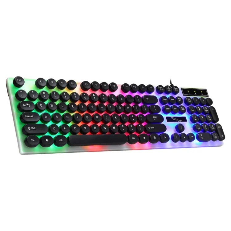 Bàn phím cơ có dây Chasing Leopard G21 USB 104 phím chống nước, phím nổi tròn phong cách punk, đèn nền nhiều màu, chiều dài: 1.3m