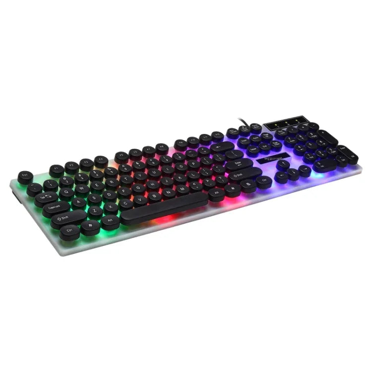 Bàn phím cơ có dây Chasing Leopard G21 USB 104 phím chống nước, phím nổi tròn phong cách punk, đèn nền nhiều màu, chiều dài: 1.3m