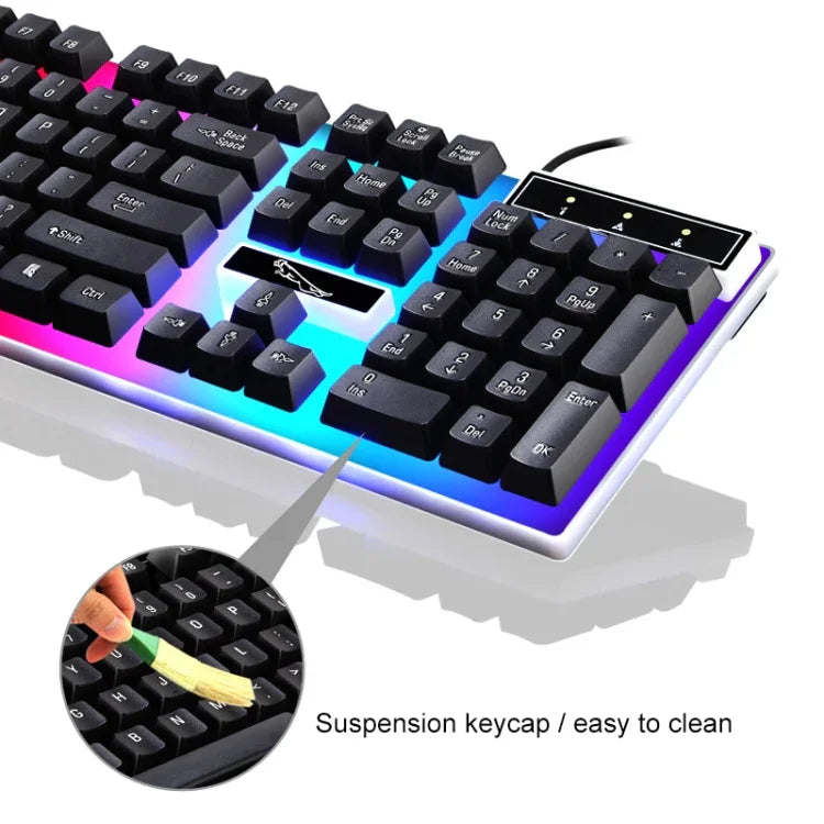 Bàn phím cơ có dây Chasing Leopard G21 USB 104 phím chống nước, phím nổi tròn phong cách punk, đèn nền nhiều màu, chiều dài: 1.3m