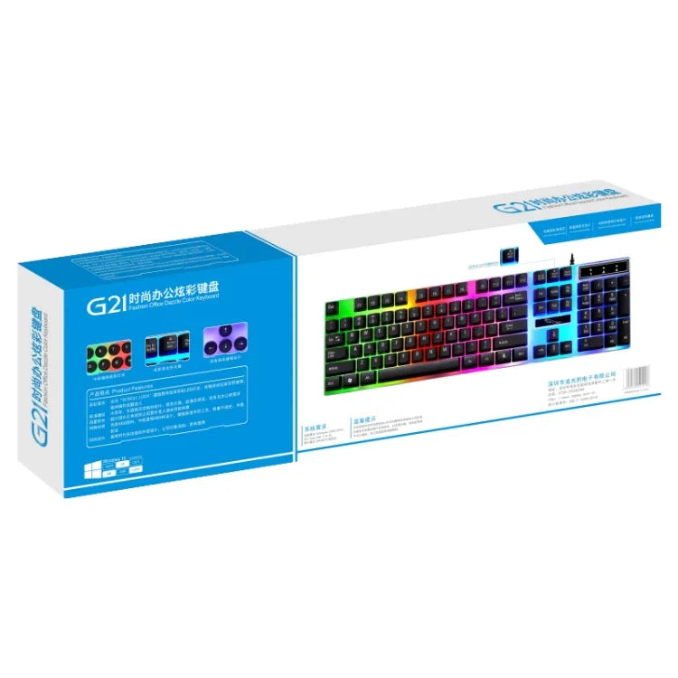 Bàn phím cơ có dây Chasing Leopard G21 USB 104 phím chống nước, phím nổi tròn phong cách punk, đèn nền nhiều màu, chiều dài: 1.3m