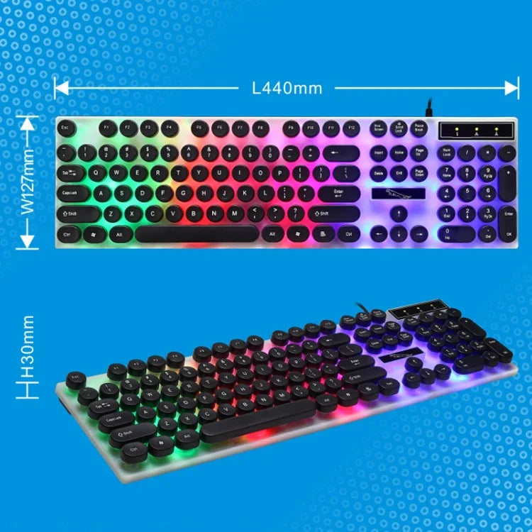 Bàn phím cơ có dây Chasing Leopard G21 USB 104 phím chống nước, phím nổi tròn phong cách punk, đèn nền nhiều màu, chiều dài: 1.3m
