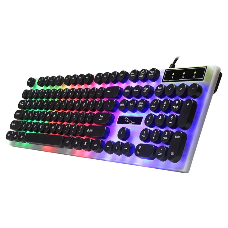 Bàn phím cơ có dây Chasing Leopard G21 USB 104 phím chống nước, phím nổi tròn phong cách punk, đèn nền nhiều màu, chiều dài: 1.3m