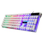 Bàn phím cơ có dây Chasing Leopard G21 USB 104 phím chống nước, phím nổi tròn phong cách punk, đèn nền nhiều màu, chiều dài: 1.3m