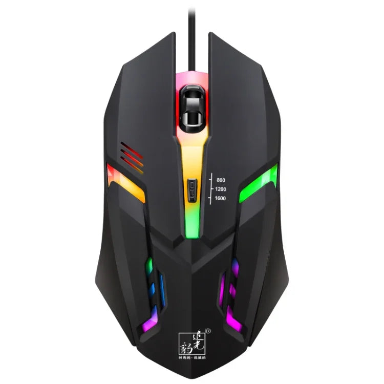 Chuột chơi game quang có dây Chasing Leopard K2 USB đèn nền LED 1600DPI điều chỉnh 3 tốc độ, chiều dài: 1.3m, K2