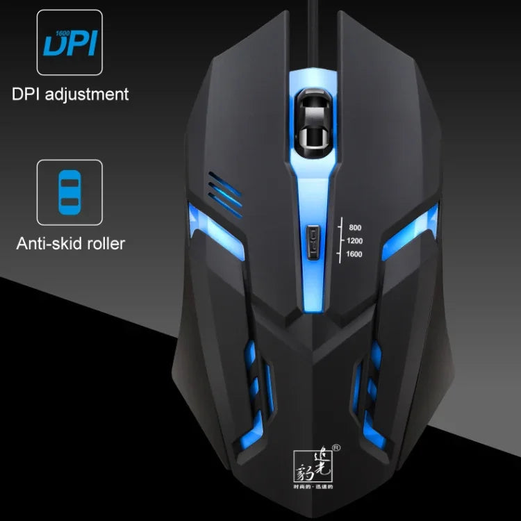 Chuột chơi game quang có dây Chasing Leopard K2 USB đèn nền LED 1600DPI điều chỉnh 3 tốc độ, chiều dài: 1.3m, K2