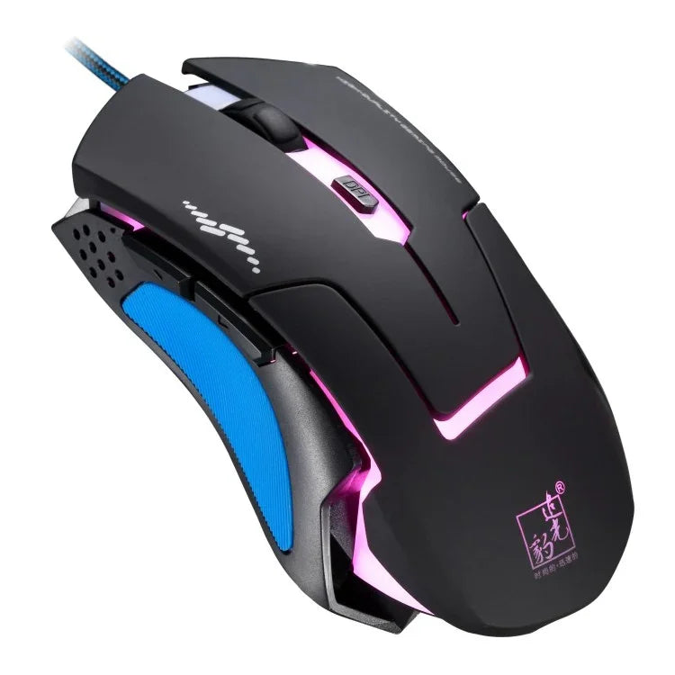 Chuột chơi game quang có dây Chasing Leopard T7 USB 6 phím 2400DPI điều chỉnh 3 tốc độ có đèn nền, trọng lượng cân bằng tích hợp, chiều dài: 1.8m, T7