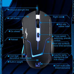 Chuột chơi game quang có dây Chasing Leopard T7 USB 6 phím 2400DPI điều chỉnh 3 tốc độ có đèn nền, trọng lượng cân bằng tích hợp, chiều dài: 1.8m, T7